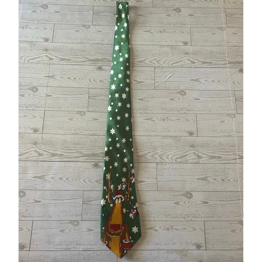 Funtyme Christmas Novelty Tie Moose Santa Green Snowflake Holiday Necktie